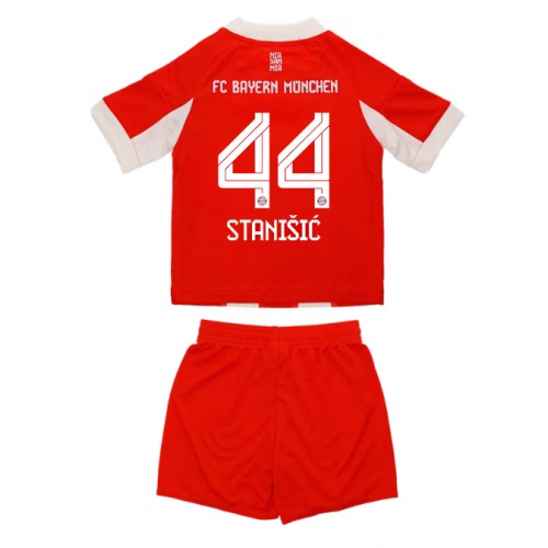 Maglia Calcio Bayern Munich Josip Stanisic #44 Prima Divisa Bambino 2025-26 Manica Corta (+ pantaloncini)